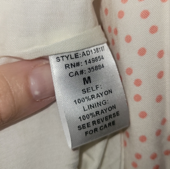 SADIE & SAGE Lady Laranja Polkadot Boho Cottage Dress Cream Peach - Picture 15 of 15